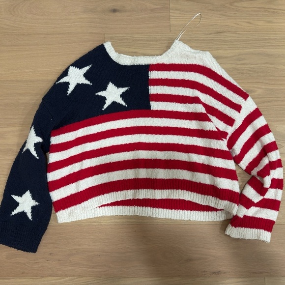 moon & madison Sweaters - moon & madison Patriotic Striped Sweater - Navy, Red, and White